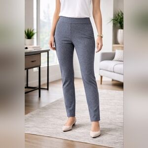 Stylus XL Gray Herringbone Pull-On Ankle Pants Stretch Career Slim